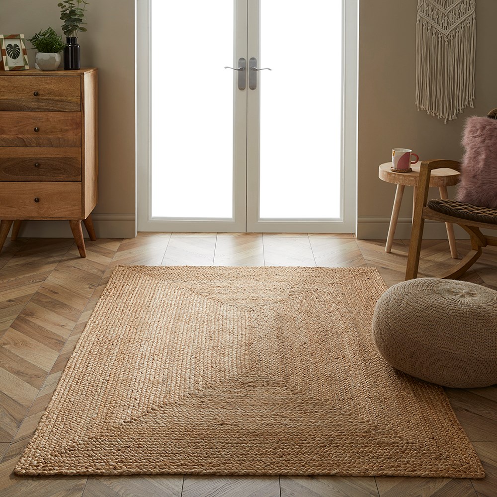 Stockport Natural Hand Braided Jute Rug in Natural